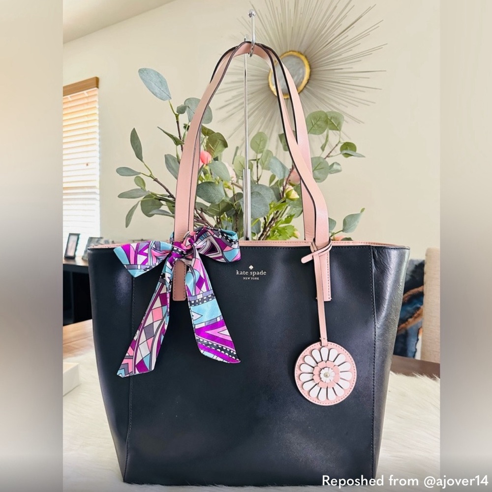 Kate Spade ♠️ Black and Pink leather tote bag